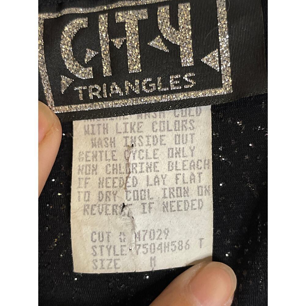 Vintage Y2K City Triangles Black Sparkly High Low Midi Dress Women's Size Medium - Picture 4 of 5